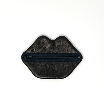 Small Black Leather Lips Bag