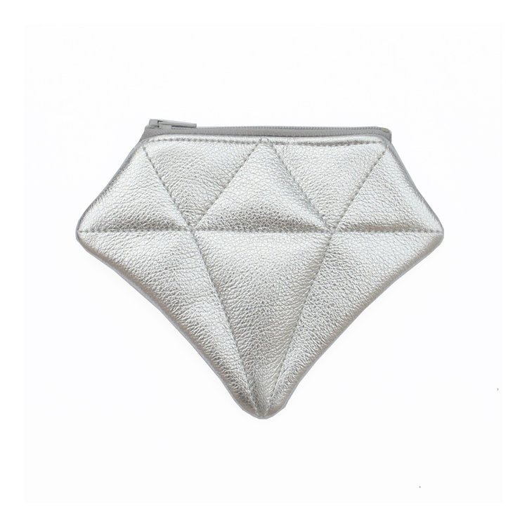 Small Silver Leather Diamond Bag